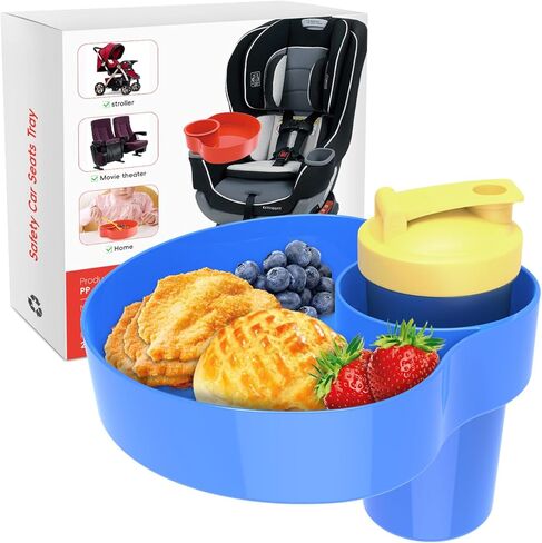 2Packs Travel Acced Racher for Kids Car Car With Holder Cup ، و Kids Car Seat Snack Rack ، و Toddlers Road Trip Essentials Travel Snacks Food Plate Tray (2Black) in Kuwait