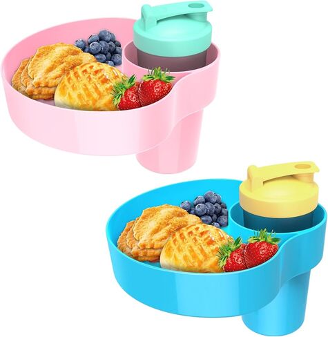 2Packs Travel Acced Racher for Kids Car Car With Holder Cup ، و Kids Car Seat Snack Rack ، و Toddlers Road Trip Essentials Travel Snacks Food Plate Tray (2Black) in Kuwait