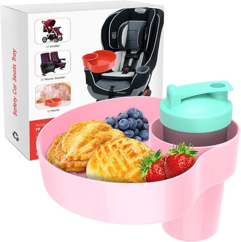 2Packs Travel Acced Racher for Kids Car Car With Holder Cup ، و Kids Car Seat Snack Rack ، و Toddlers Road Trip Essentials Travel Snacks Food Plate Tray (2Black) in Kuwait