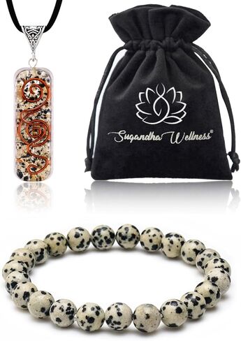 قلادة البايرايت ومجموعة سوار الكوارتز الدخان. سوار orgonite crystal قلادة وحجر. هدية المجوهرات الروحية لليوغا والتأمل والشفاء و reiki in Kuwait