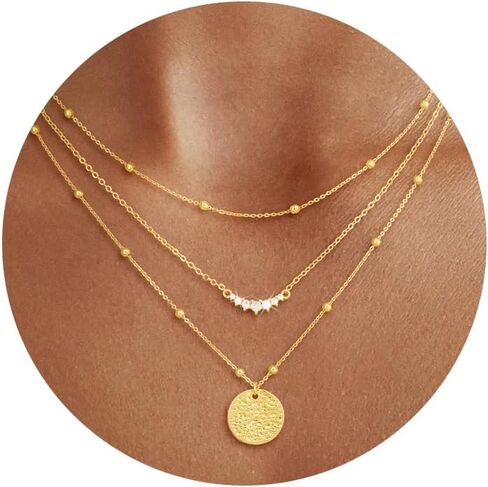 قلادة ذهبية ذات طبقة تشيسكي للنساء ، قلادة قلادة من القلادة المليئة بالذهن/الفضة المليون بمجلات قلادة قلادة قلادة قلادة قابلة للتعديل للنساء للنساء المجوهرات الذهبية للنساء للسيدات الهدايا in Kuwait