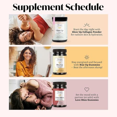 Winged Wellness Love Bites, Libido Booster for Women with Maca Root - Libido & Pleasure Booster with Horny Goat Weed & Damiana - Natural Aphrodisiac Gummy Supplement - Wild Blueberry, 60 Vegan Gummies in Saudi Arabia