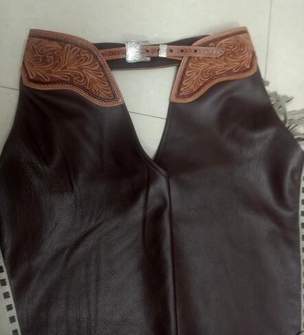 Bull Riding Chaps de Cuero genuino Rodeo Western | Leather Bull Riding Chaps for Men and Women | Bull Riding Chaps | Western Chaps Leather | Unisex Riding Chaps in Kuwait