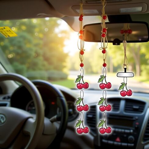 Cherry Car Air Fresheners, Funny Cherry Air Fresheners Long Lasting Cute Mirror Scented Hanging Car Decoration Ornaments Gift Interior Accessories for Men Women, 6 Pcs in Saudi Arabia