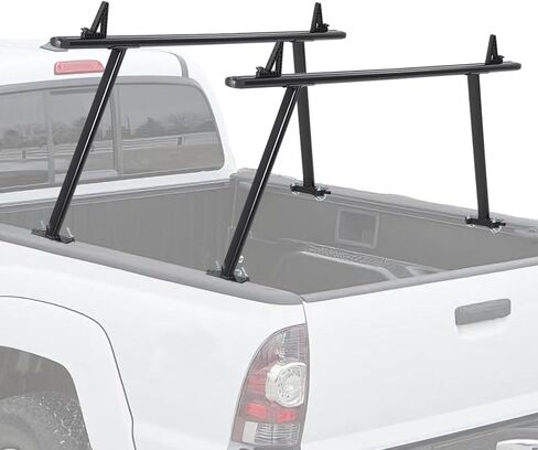 Universal Steel Truck Ladder Rack, 1000 Lbs Capacity Adjustable Pickup Bed Rack, 52"-82" Crossbar for Kayak, Lumber, Ladder, Rooftop Tent, Surfboard – No-Drill Heavy Duty Rack for Trucks in Saudi Arabia