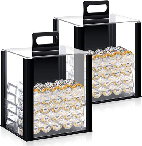 Hiboom 11 Pcs Acrylic Poker Chip Case, Chip Trays Set Including Carrier Acrylic Display Case Holder (1000 Capacity) in Kuwait