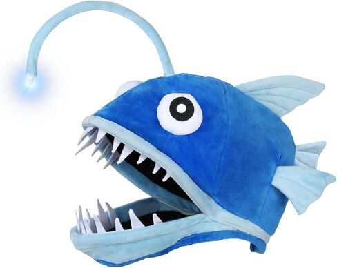 Fish Costume Hat for Adult, Angler Fish Light up Costume Hat for Halloween/Themed Parties/Cosplay Events in Saudi Arabia
