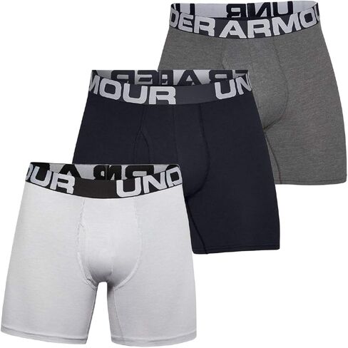 ملابس داخلية من القطن المشحون مقاس 6 بوصات من Under Armour - عبوة من 3 قطع - للرجال أسود/أسود/أسود in Saudi Arabia