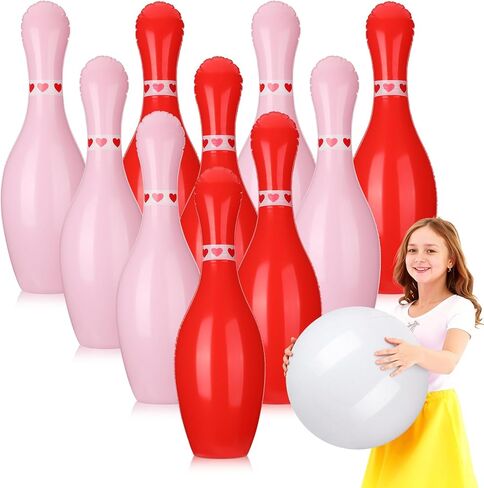 11 Pcs Easter Giant Inflatable Bowling Set 27 Inch Carrot Pins with 23 Inch Bowling Ball Indoor Outdoor for Adults Easter Party Yard Indoor Outdoor Games Supplies(Carrot) in Kuwait
