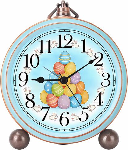 5.2in Vintage Alarm Clock, Silent Non-Ticking Tulips Analog Clock & Battery Operated Table Clocks with Quartz Movement, Desk Clock Decor for Bedroom Living Room (Pink) in Kuwait