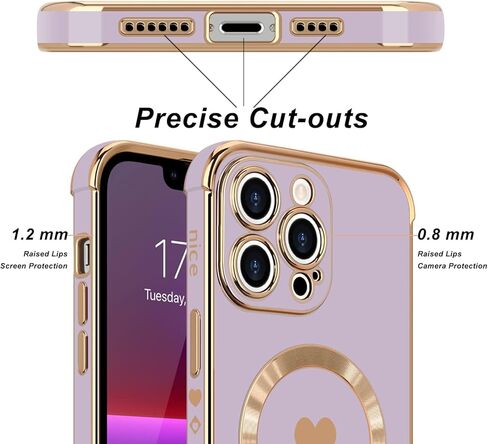 حالة مغناطيسية لـ iPhone 14 Pro Max Women Girls Luxury Plating Cute Love Heart Back Cover Cover الكاميرا الكاملة حماية العدسة مع Caseable مع Magsafe for iPhone 14 Pro Max Case Case in Saudi Arabia