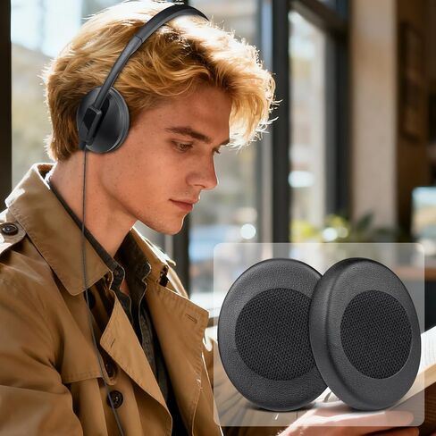 Poulwit Earpads استبدال Sennheiser HD2.10 HD2.20S HD2.30G HD2.30I HD100 سماعات الرأس ، وسائد أذن مع جلد البروتين الناعم ورغوة ذاكرة عالية الكثافة - أسود in Saudi Arabia