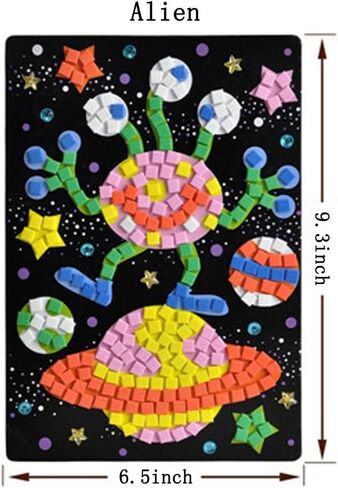 مجموعات فنية مصنوعة يدويًا من ملصقات الفسيفساء الحيوانية المصنوعة يدويًا للأطفال - الكسلان، الفيل، الزرافة، نقار الخشب، الديناصور ريكس، الأوز (6 عبوات)... in Kuwait
