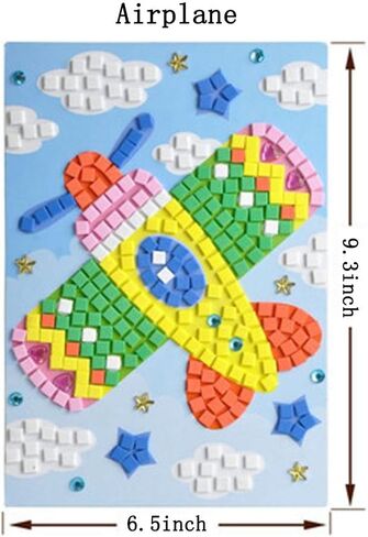 مجموعات فنية مصنوعة يدويًا من ملصقات الفسيفساء الحيوانية المصنوعة يدويًا للأطفال - الكسلان، الفيل، الزرافة، نقار الخشب، الديناصور ريكس، الأوز (6 عبوات)... in Kuwait