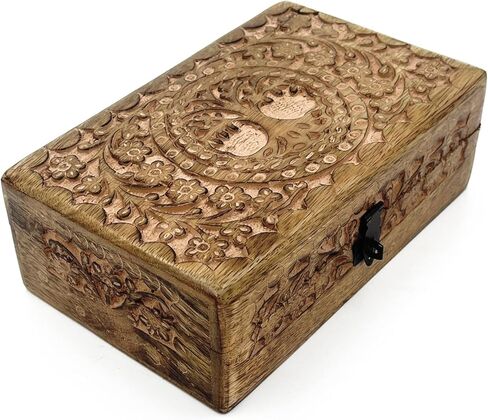 Wooden Jewelery Box Decorative Box with Life of Tree Carving - Antique Design for Sister Birthday Gifts, Gifts For Women Birthday Unique, wooden Handmade love Gift in Kuwait