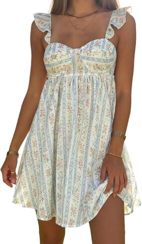 أوسوسوت نساء لطيف babydoll mini فستان كشكش حزام فساتين الأمومة الصيف y2k المراهقين flowy sundress قصيرة in Kuwait