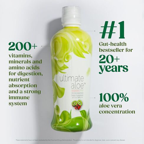 Ultimate Aloe – Aloe Vera Juice for Gut Health, Digestive Comfort, Immune Support, and Nutrient Absorption – Strawberry & Kiwi Flavor – 16 Servings in Saudi Arabia