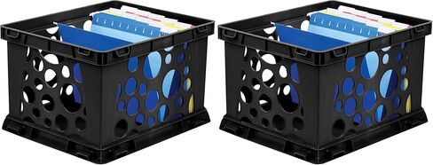 Storex Carge Storage and Transport File Crate ، 17.25 × 14.25 × 10.5 بوصة ، أسود (STX61546U01C) (حزمة 2) in Saudi Arabia