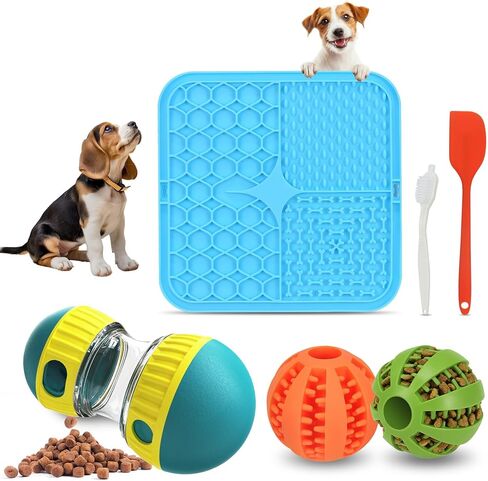 Dog Dispensing Cognitive Toy Pet Treat Food Dispenser Boredom Ball Toys Keep Busy Puzzle Interactive Feeder Toy with Adjustable Food Dispenser Suitable for Small Medium Large Dogs, Not for Chewing in Kuwait