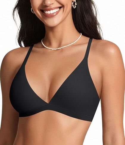 Oeak Womens مثلث مريح حمالات حمالات صامتة لا ترفيه مثيرة يغرق في براليت غير المبطنة سحب على حمامات صدرية كل يوم بسلاسة in Kuwait