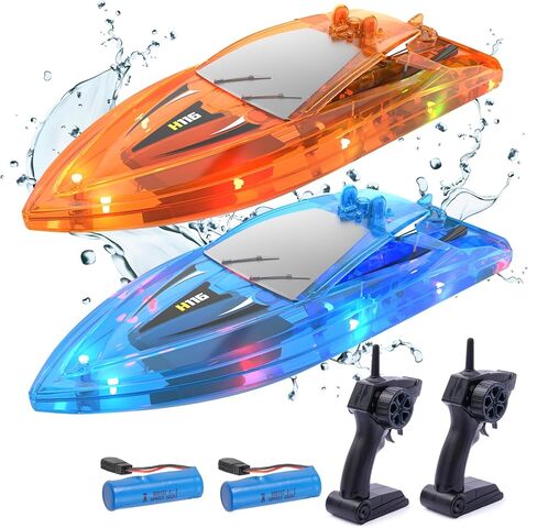 2Pack LED LED RC RC BOAT REMOTE POOL TOYS WATER للأطفال الذين تتراوح أعمارهم بين 8-12 لعبة البالغين من لعبة حوض الاستحمام مع كامل الجسم مقاوم للماء ، إنذار بطارية منخفضة ، 2.4 جيجا هرتز ، نطاق التحكم 50 مترًا ، بطارية قابلة لإعادة الشحن in Kuwait