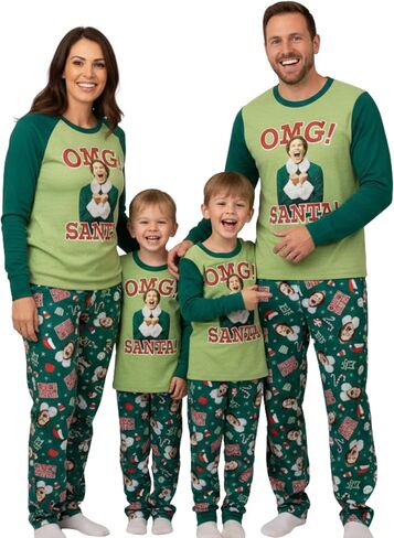 Matching Christmas Elf Pajamas for Family - Adult & Kids 2-Piece PJs Set, Official Buddy The Elf Product in Saudi Arabia