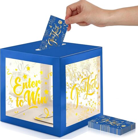 Spiareal Enter to Win Donation Box with Raffle Tickets Cards Gold Raffle Safe Suggestion Box with Entry Form Cards Ballot with Slot Collection for Contest Carnivals Raffles in Kuwait