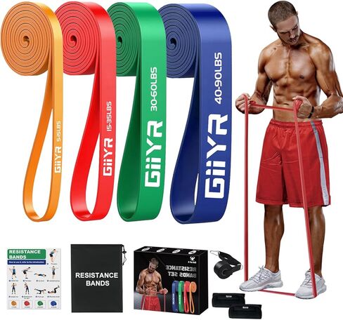 Resistance Bands Set for Men & Women - 4 Levels Exercise Band with Door Anchor, Pull Up Bands for Strength Training, Stretching, Powerlifting, Home Workouts in Saudi Arabia