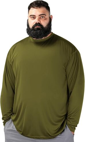 BRISIRA Mens Big and Tall UPF 50+ Sun Protection Shirts Cooling Rash Guard Long Sleeve Lightweight Quick Dry Fishing Running in Kuwait