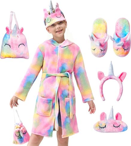 JOYIN Giggling Getup Kids Robes for Girls, Hooded Pink Toddler Bathrobe Set, Girls Christmas Pajamas in Saudi Arabia