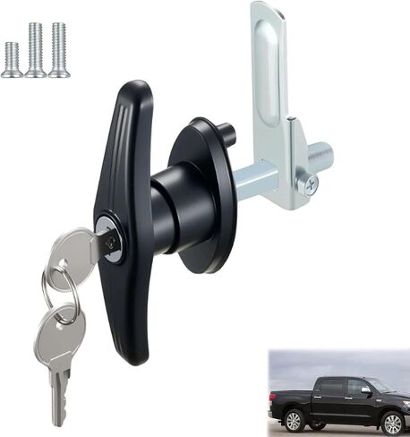 4PCS Truck Cap Locking T-Handle, Truck Camper Shell Lock, Camper Shell Accessories, Key Alike Black T-Handle Locks (Left & Right) for Most Truck in Saudi Arabia