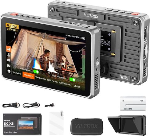 Viltrox DC-A1 2800NIT شاشة حقل الكاميرا ، 7 "4K 60Hz فيديو DSLR خارجية 1920x1080 الشاشة اللمس السطوع مع غطاء محرك السيارة ، 3DLUT ، الطول الموجي والبطارية من أجل Sony Canon Nikon Fuji in Kuwait