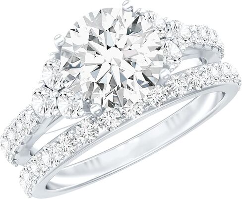Certified Moissanite Bridal Ring Set, D-Vs1 Quality, Moissanite Engagement Ring with Enhancer - Ready To Gift in Saudi Arabia
