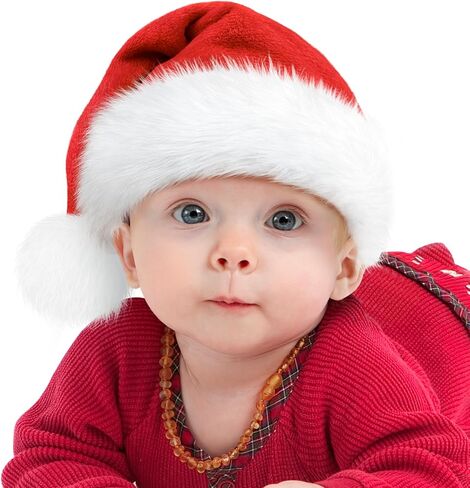 Iioscre Santa Hat Christmas Hats for Adults, Xmas Holiday Hat, Unisex Classic Santa Claus Hat for New Year Party in Kuwait