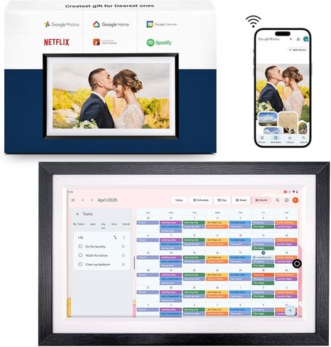 10.1"All-in-one Smart Display with Anti-Glare Touchscreen | Google Digital Calendar,Voice Assistant&Home hub | Wall-Mount Digital Picture Frame | Portable TV | Install Google Play Apps in Kuwait