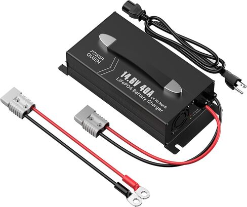Power Queen 14.6V 20A LiFePO4 Battery Charger, 2-Stage Automatic Smart Battery Charger and Maintenance, LiFePO4 Lithium Batteries Charger, Suitable for 12V (12.8V) Lipo Lithium Iron Phosphate Battery in Saudi Arabia