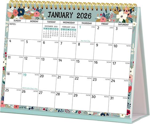 Desk Calendar 2025-2026 - Standing Flip Desktop Calendar 2025-2026, 18 Months(July 2025 - December 2026), 10" x 8", Large with Notes, To-dos, Yearly Overview, Thick Paper, Great for Easy Planning in Kuwait