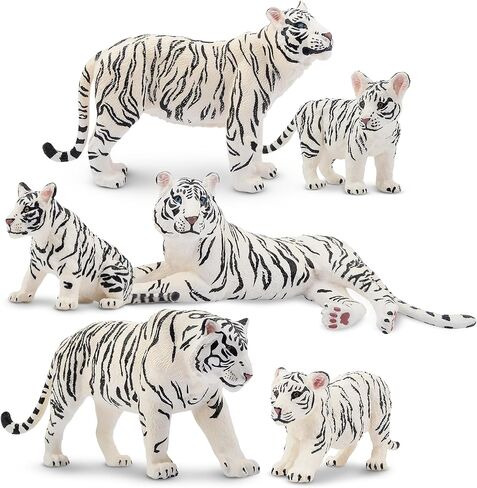 Toymany 6PCS Realistic Tigers Figurines with Tiger Cubs, 2-6" Jungle Animals Figures Family Set, Educational Toy Cake Toppers Christmas Birthday Gift for Kids Toddlers in Saudi Arabia