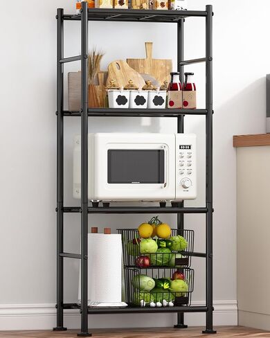 Sakugi Storage Shelves - 5 Tier Shelf Organizer, Heavy Duty Garage Shelving Unit with Leveling Feet, Stable Metal Shelves Organizer for Pantry, Kitchen and Closet, 33.0" W x 12.6" D x 72.0" H, Black in Kuwait