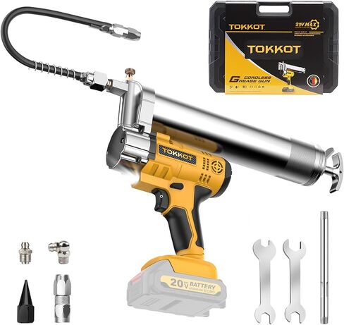 Electric Grease Gun for De/Walt 20V Max Battery (NO Battery) Kit with Bright LED Light,12"Flexible Hose and 6'' Rigid Pipe,Carrying Case,10000 PSI High Pressure Cordless Grease Gun in Saudi Arabia