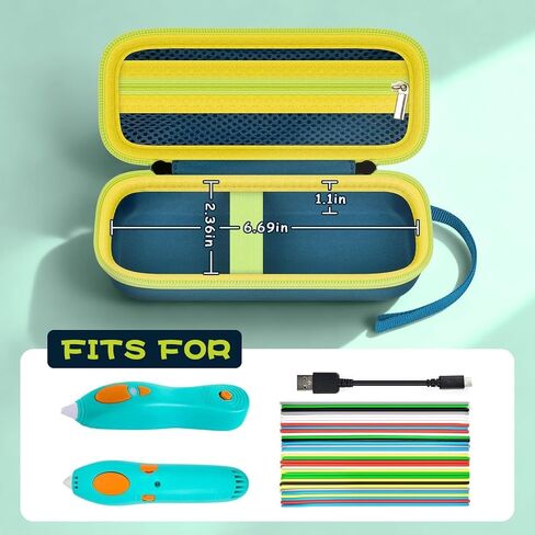 PAIYULE Case Compatible with 3Doodler Start+ Essentials for 3D Printing Pen Set for Kids, Travel Storage Organizer Holder for Filament Refill Packs and USB Charger(Box Only) Dark Green in Kuwait