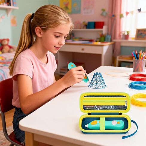 PAIYULE Case Compatible with 3Doodler Start+ Essentials for 3D Printing Pen Set for Kids, Travel Storage Organizer Holder for Filament Refill Packs and USB Charger(Box Only) Dark Green in Kuwait