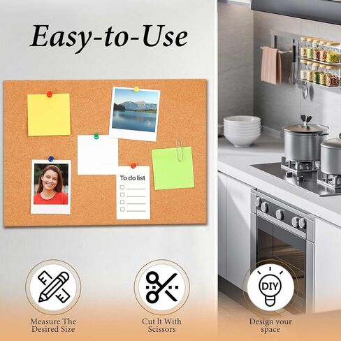 Pangda Multi-Purpose Cork Board Roll 12in x 24ft, 1/4" Thick Cork Roll for Bulletin Boards Decorative Photo and Message Push Pin Displays Versatile for Home, School, and Office in Saudi Arabia