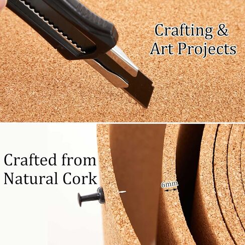 Pangda Multi-Purpose Cork Board Roll 12in x 24ft, 1/4" Thick Cork Roll for Bulletin Boards Decorative Photo and Message Push Pin Displays Versatile for Home, School, and Office in Saudi Arabia