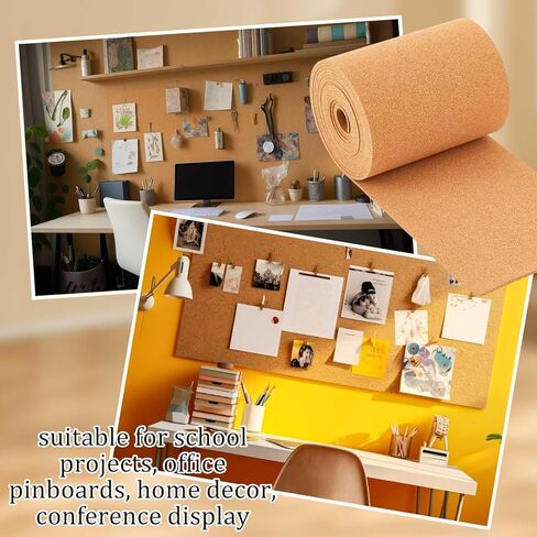 Pangda Multi-Purpose Cork Board Roll 12in x 24ft, 1/4" Thick Cork Roll for Bulletin Boards Decorative Photo and Message Push Pin Displays Versatile for Home, School, and Office in Saudi Arabia