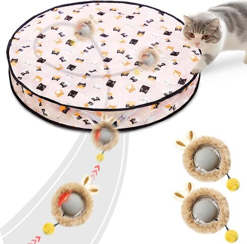 2 عبوات لعبة Cat Toy Ball-ألعاب القطط الأوتوماتيكية القابلة لإعادة الشحن للقطط الداخلية ، لعبة الصيد ذاتية التدوير مع شحن محرك هادئ وشحن USB-C in Kuwait