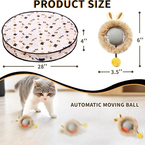 2 عبوات لعبة Cat Toy Ball-ألعاب القطط الأوتوماتيكية القابلة لإعادة الشحن للقطط الداخلية ، لعبة الصيد ذاتية التدوير مع شحن محرك هادئ وشحن USB-C in Kuwait