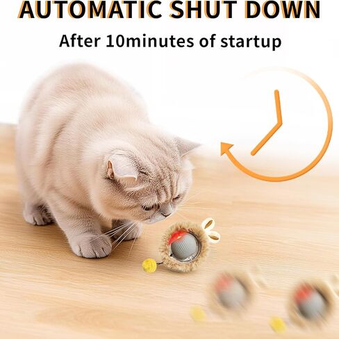 2 عبوات لعبة Cat Toy Ball-ألعاب القطط الأوتوماتيكية القابلة لإعادة الشحن للقطط الداخلية ، لعبة الصيد ذاتية التدوير مع شحن محرك هادئ وشحن USB-C in Kuwait