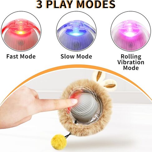2 عبوات لعبة Cat Toy Ball-ألعاب القطط الأوتوماتيكية القابلة لإعادة الشحن للقطط الداخلية ، لعبة الصيد ذاتية التدوير مع شحن محرك هادئ وشحن USB-C in Kuwait