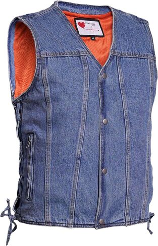 LVAD HeartMate Denim Vest for Men – Adjustable V-Neck Medical Support Stylish Vest with Battery Pockets & Mesh Liner in Kuwait